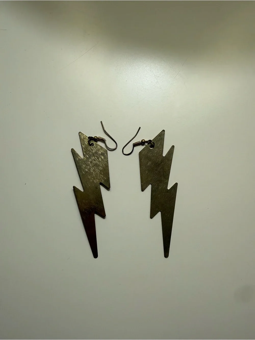 Lightning Bolt Drop Earrings - Brushed Gold Women’s Jewelry